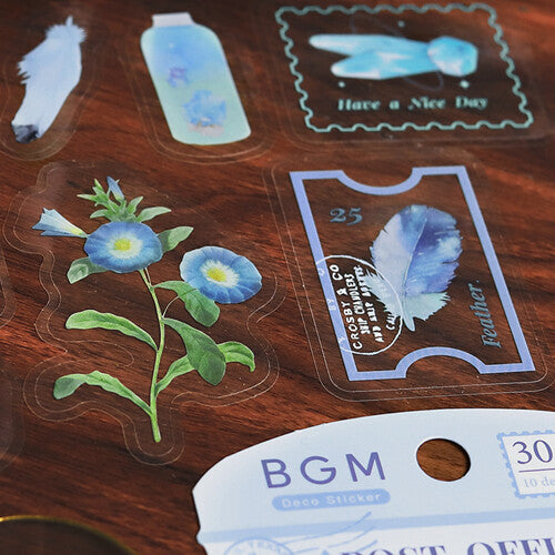 Post Office Flake Stickers - Blue Flowers