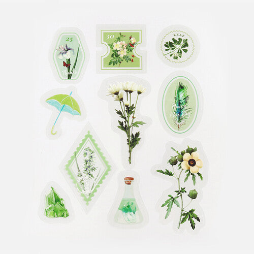 Flake Stickers - Green Flowers
