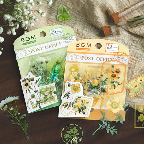 Flake Stickers - Green Flowers