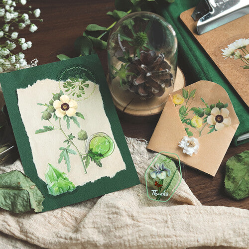 Flake Stickers - Green Flowers