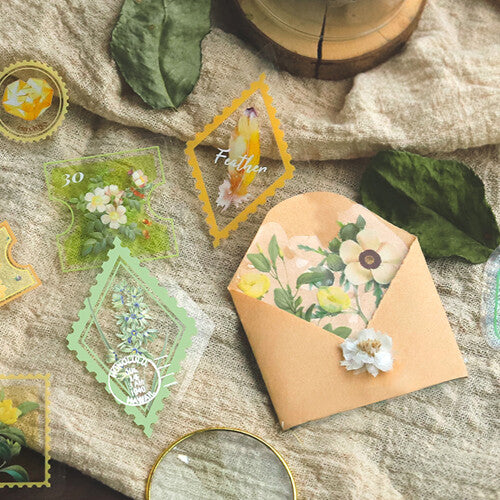 Flake Stickers - Green Flowers