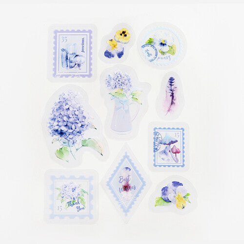 Post Office Flake Stickers - Purple Flowers