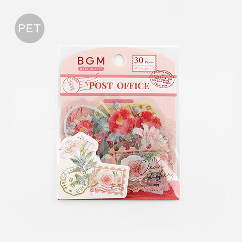 Post Office Flake Stickers - Red Flowers