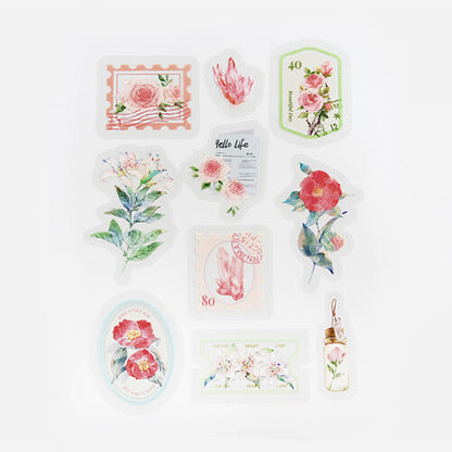 Post Office Flake Stickers - Red Flowers