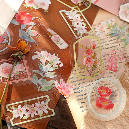 Post Office Flake Stickers - Red Flowers