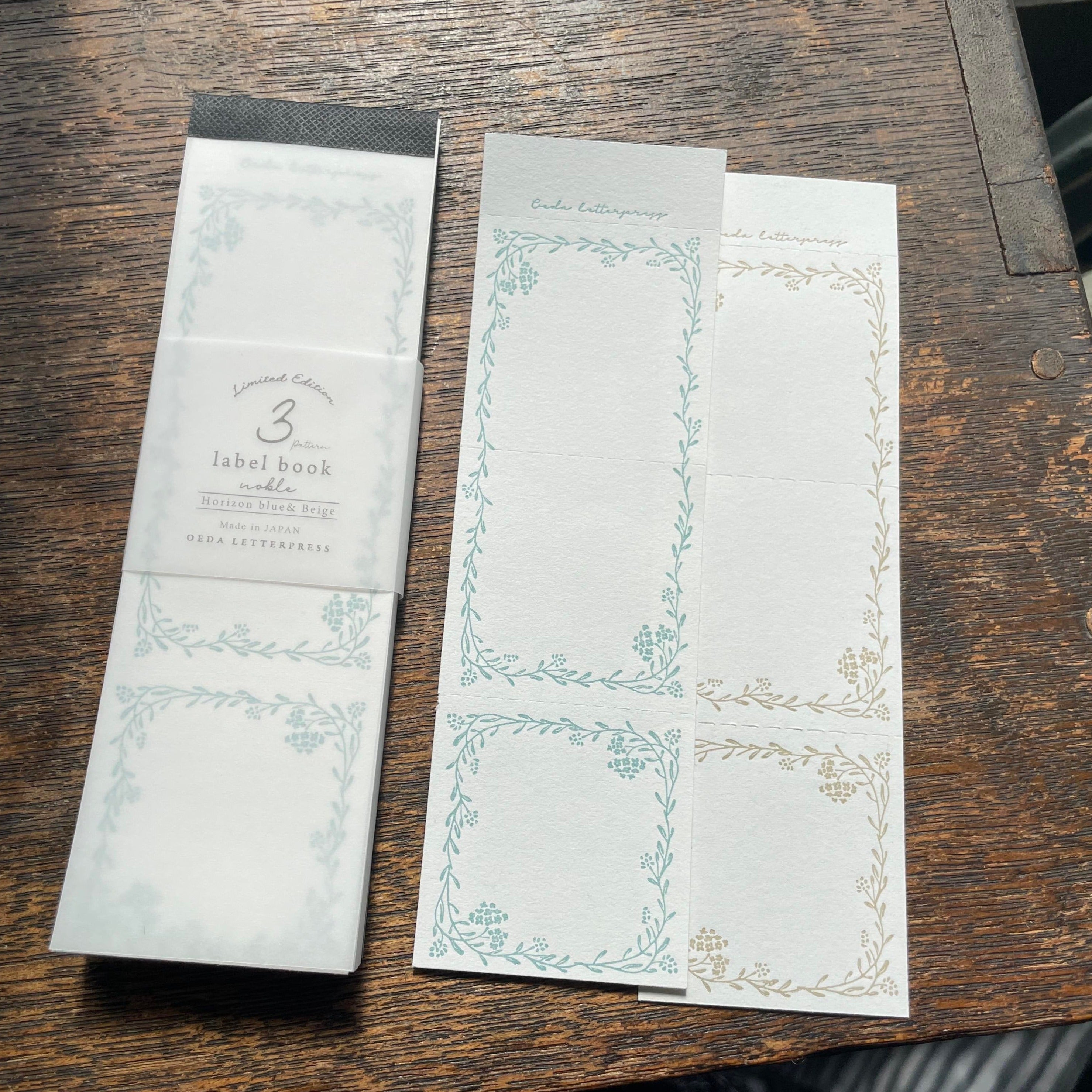 Limited Edition Letterpress 3 Patterns Label Book