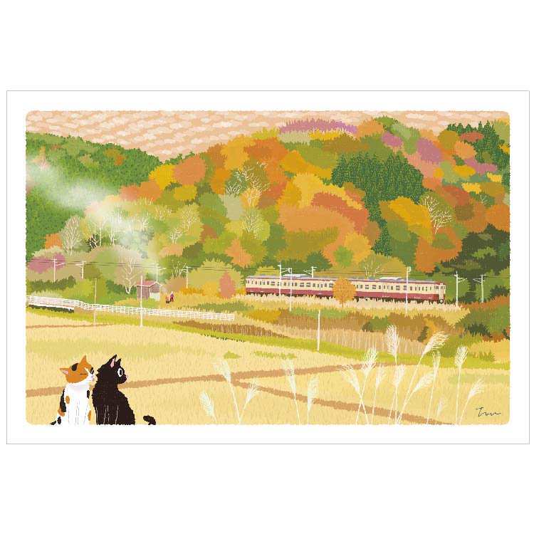 Traveling Cat Postcard - Autumn / See You!