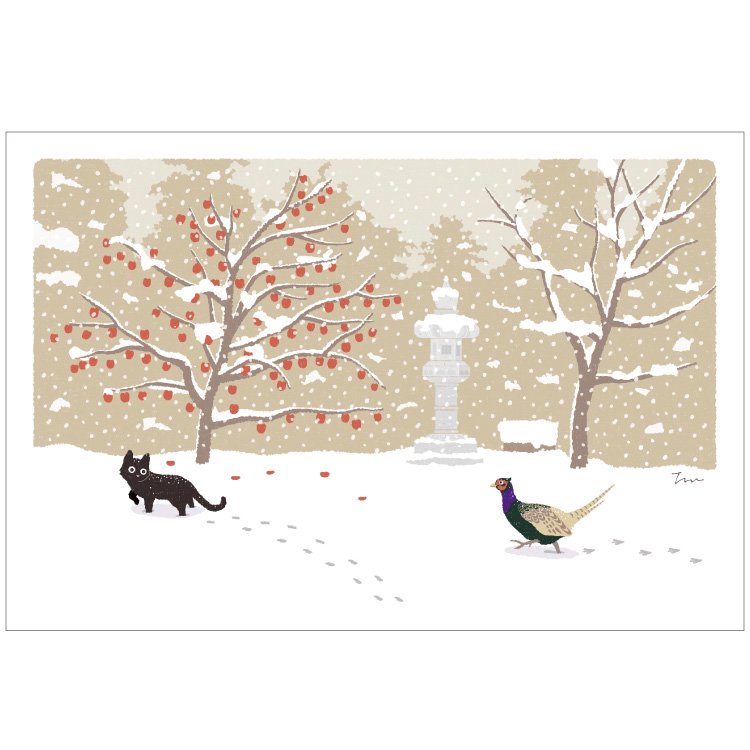 Traveling Cat Postcard - Winter / New Friend