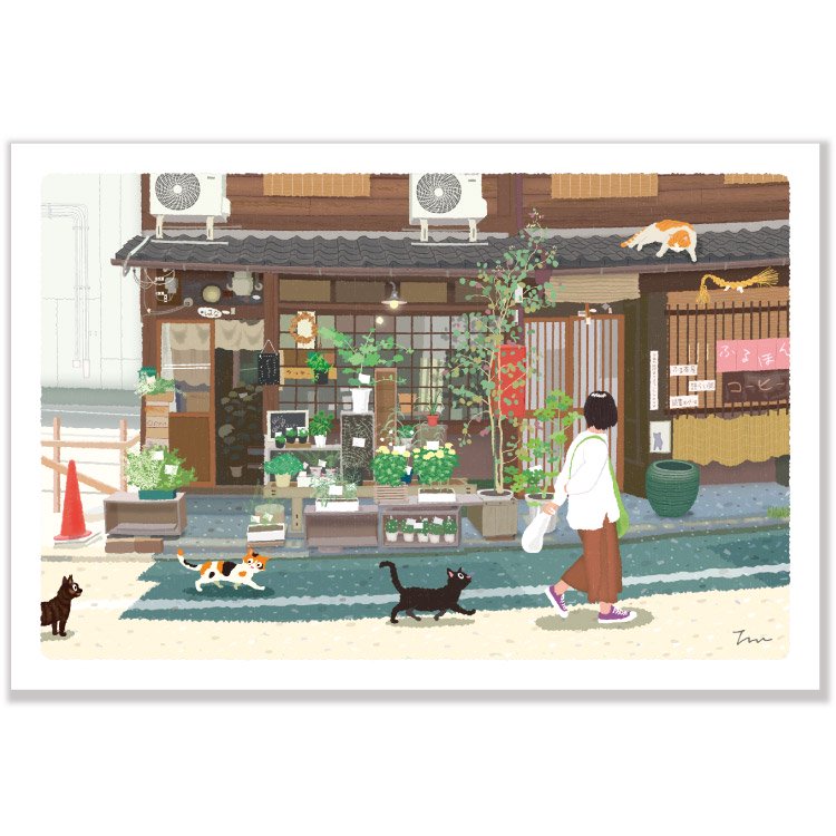Traveling Cat Postcard - Summer / Shopping