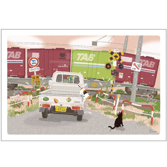 Traveling Cat Postcard - Autumn / Road Trip