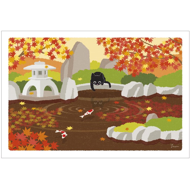 Traveling Cat Postcard - Autumn