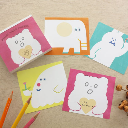 AIUEO Square Memo Pad - Hello Friends