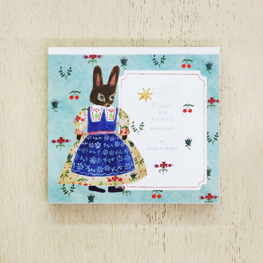 Aiko Fukawa Square Memo Pad - Flower and Animals