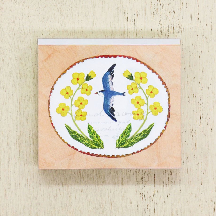 Midori Asano Square Memo Pad - Birds Song