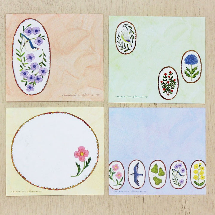 Midori Asano Square Memo Pad - Birds Song