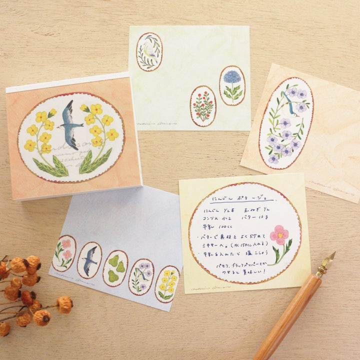 Midori Asano Square Memo Pad - Birds Song