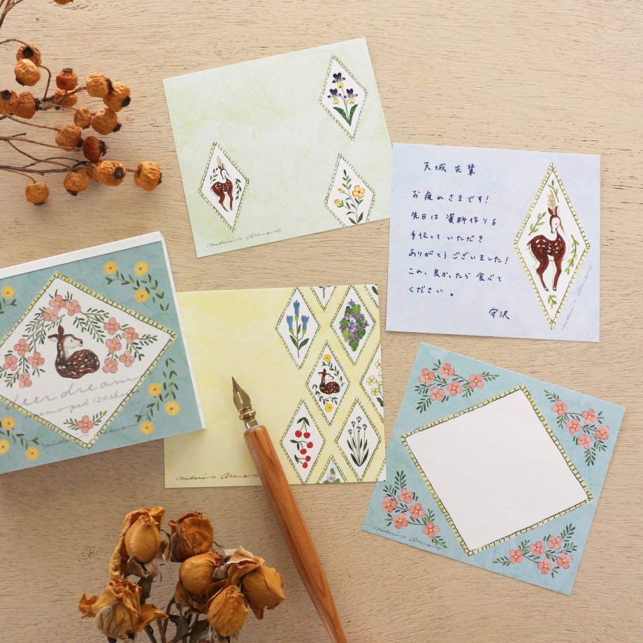Midori Asano Square Memo Pad - Deer Dream