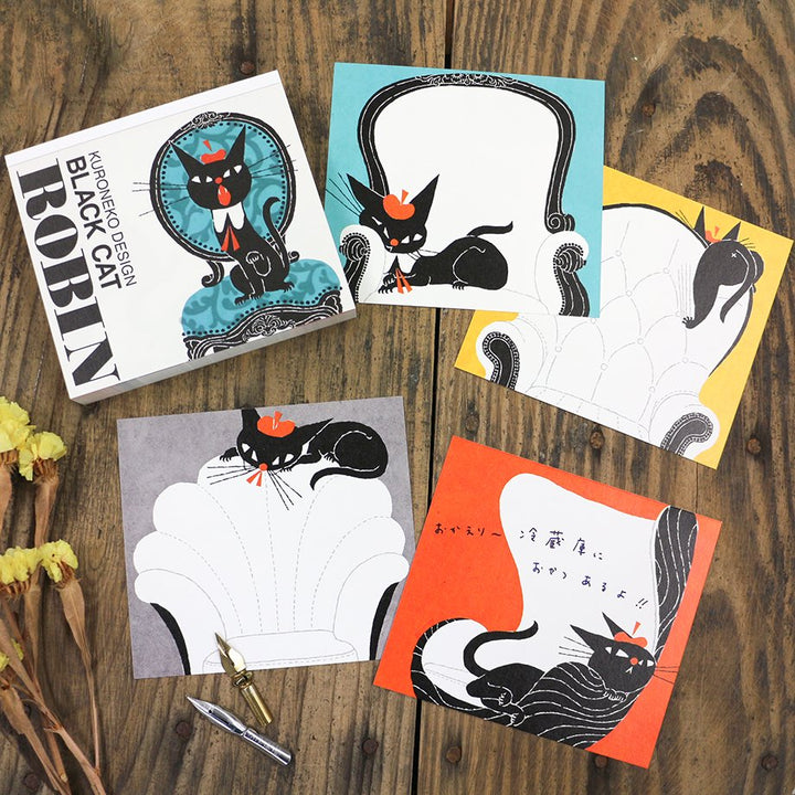 Square Memo Pad - Black Cat Robin