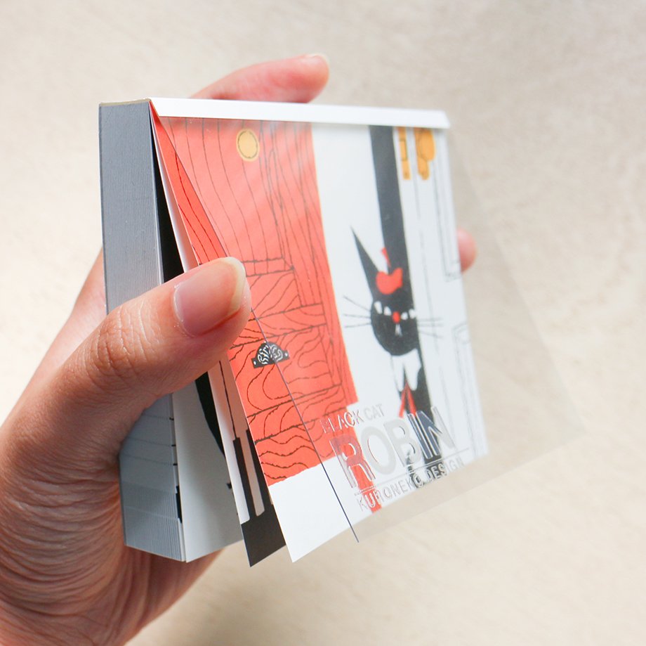Square Memo Pad - Black Cat Robin
