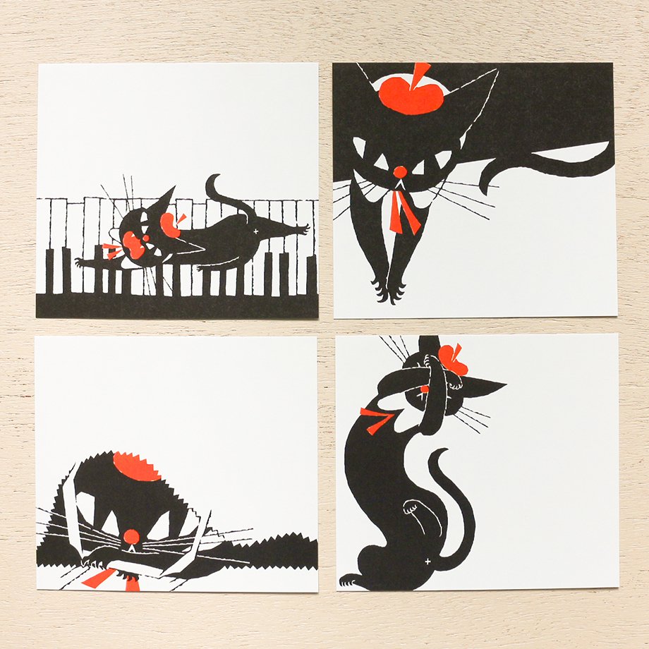 Square Memo Pad - Black Cat Robin