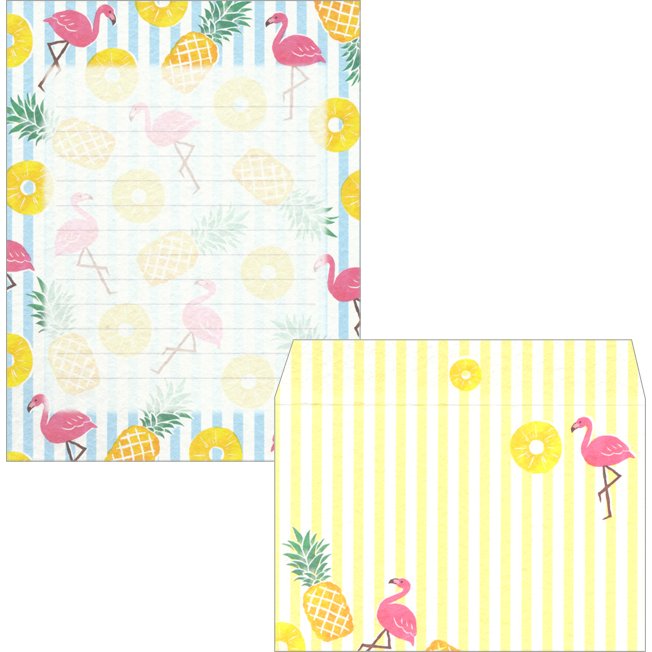 Furukawa Paper / Letter Set - Pineapple & Flamingo