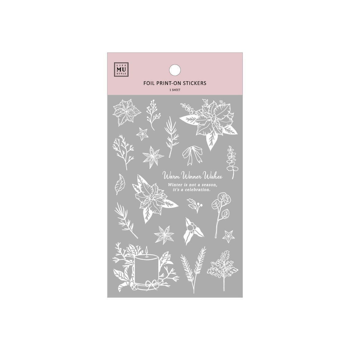 Limited Edition MU Silver Foil Print-on Stickers - Winter Silver Poinsettia