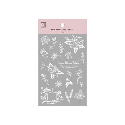 Limited Edition MU Silver Foil Print-on Stickers - Winter Silver Poinsettia