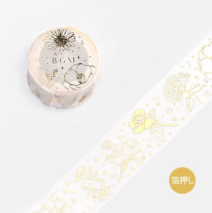 Washi Tape - Gold Flowers