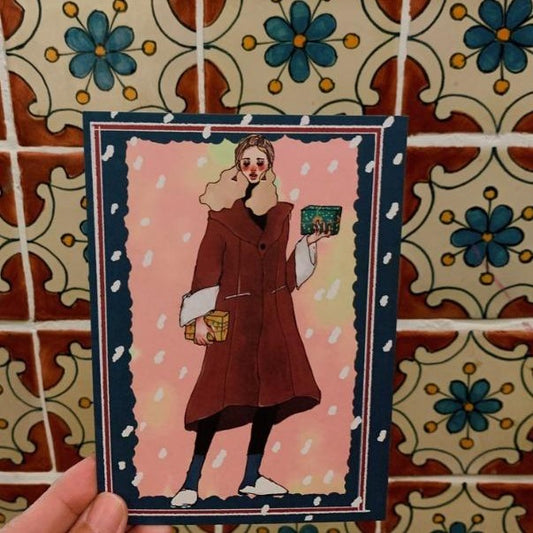 Postcard - Sweet Girl Christmas