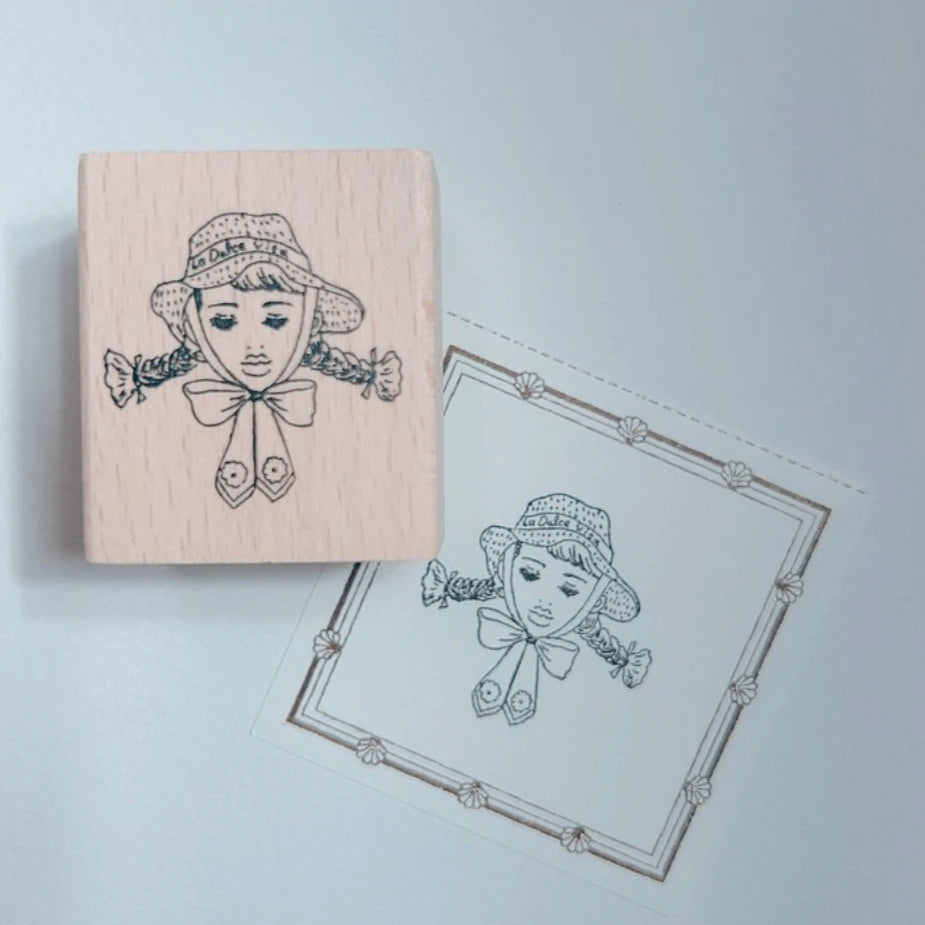 Rubber Stamp - Straw Hat Girl