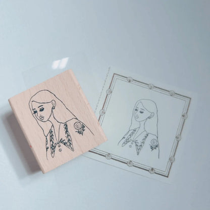 Rubber Stamp - Embroidered Collar Girl