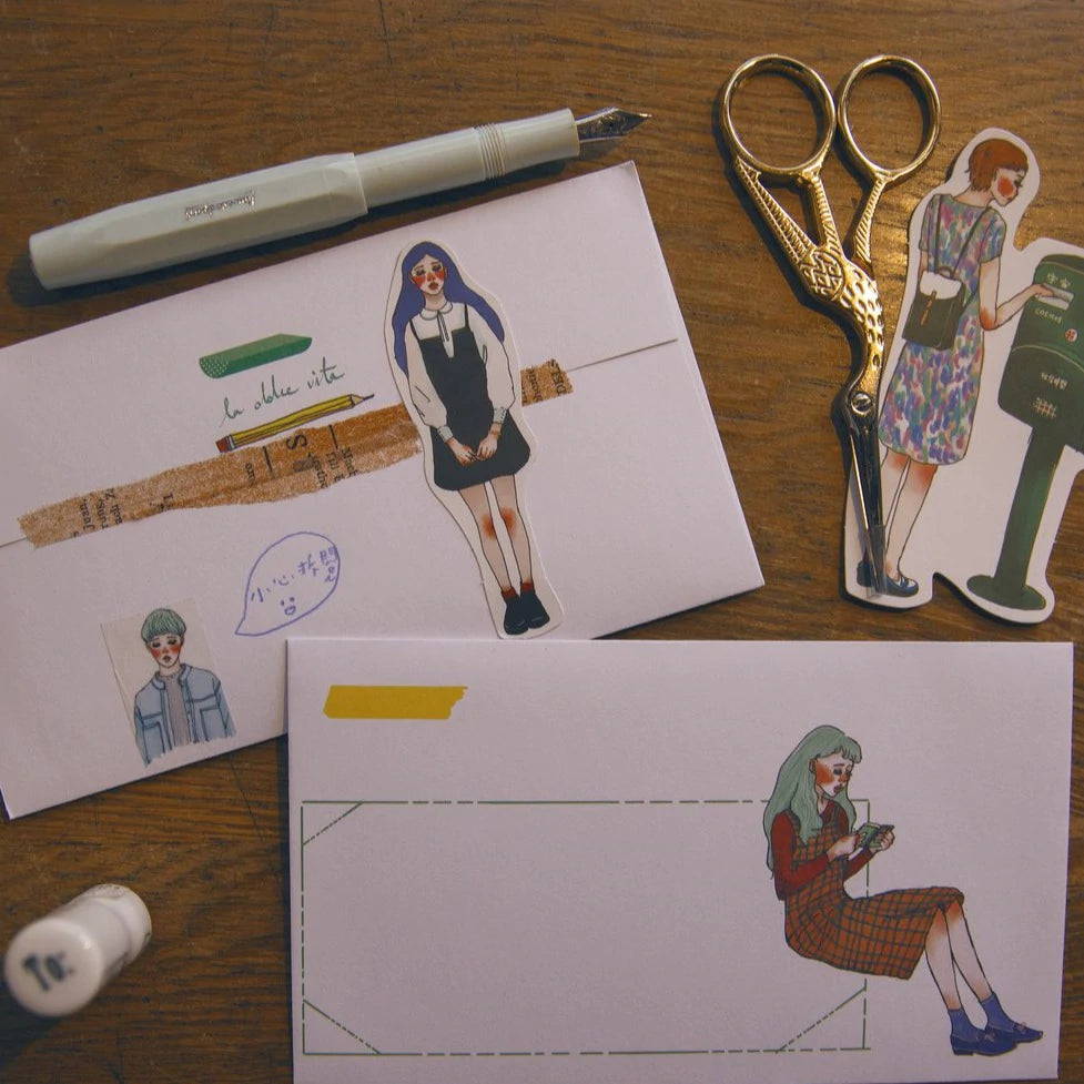 Sticker Set - Stationery Girls (30 pieces)