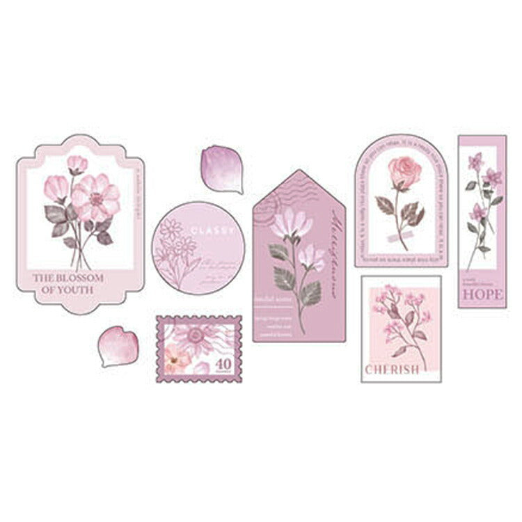 Pressed Flower Flake Stickers - Pink