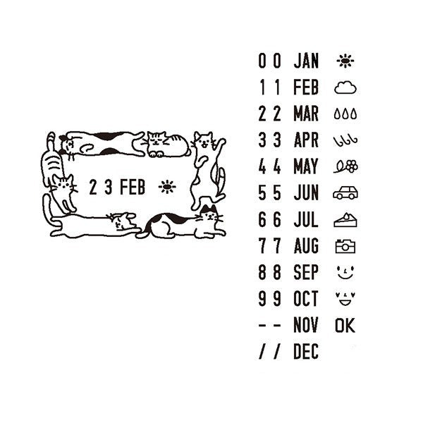 Self-inked Rotating Date Stamp - Cats
