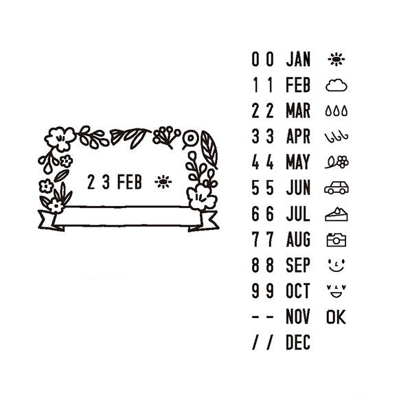 Self-inked Rotating Date Stamp - Botanical Frames