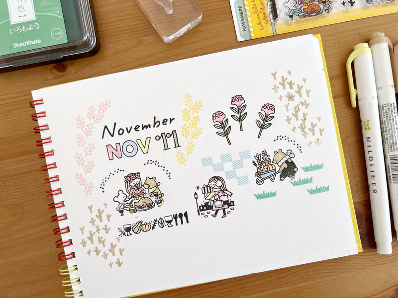 365 Clear Stamps - November Set with stickers