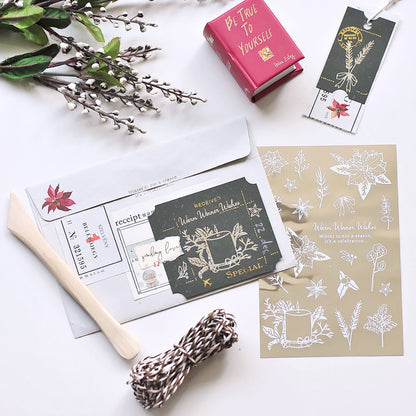 Limited Edition MU Silver Foil Print-on Stickers - Winter Silver Poinsettia