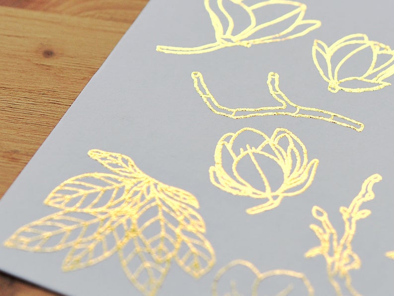 MU Gold Foil Print-on Stickers - Flowers