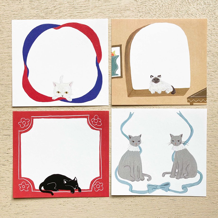 Violet & Clair / Sumire Taya Square Memo Pad - Five Cool Cats