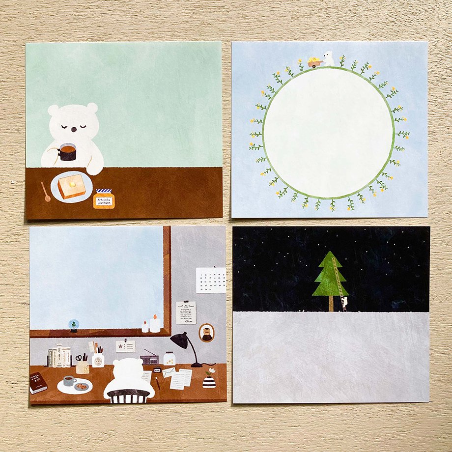 Mariko Fukuoka Square Memo Pad - Hoshi Kuma