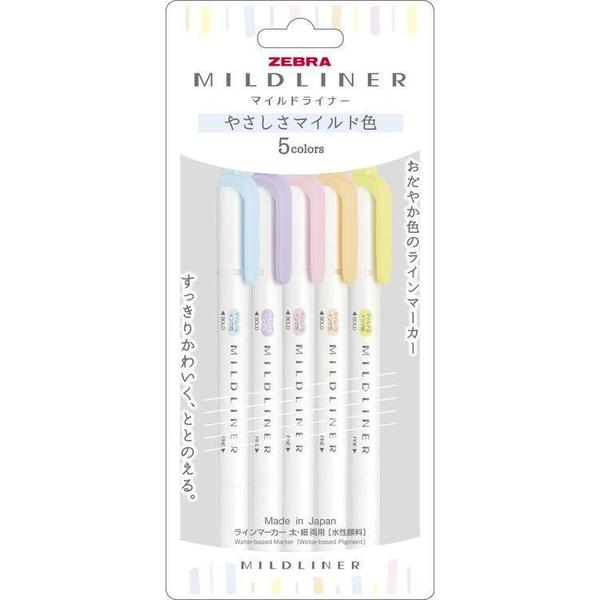 Zebra / Mildliner Highlighters - Yasashisa (5 Colors)