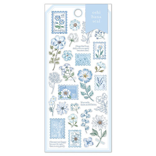 Pressed Flowers Stickers - Light Blue