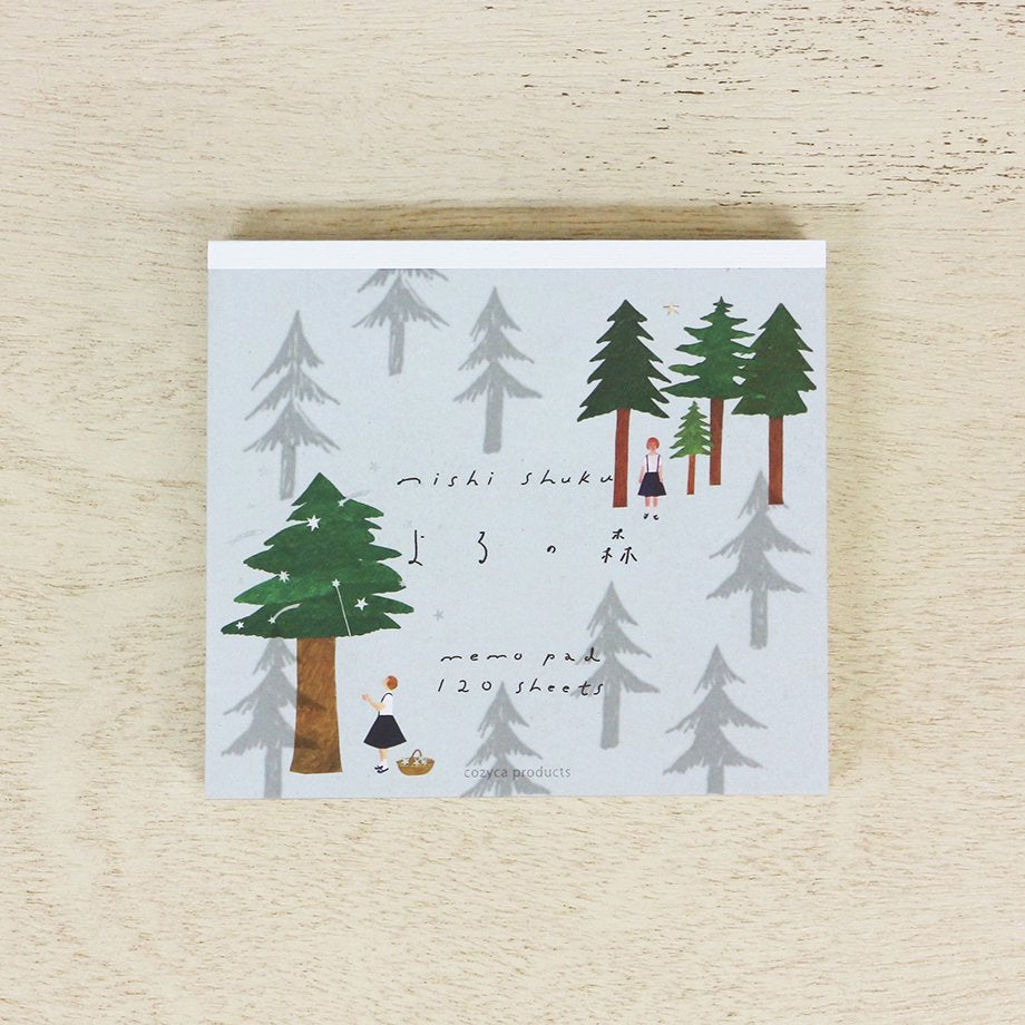 Nishi Shuku Square Memo Pad - Night Forest