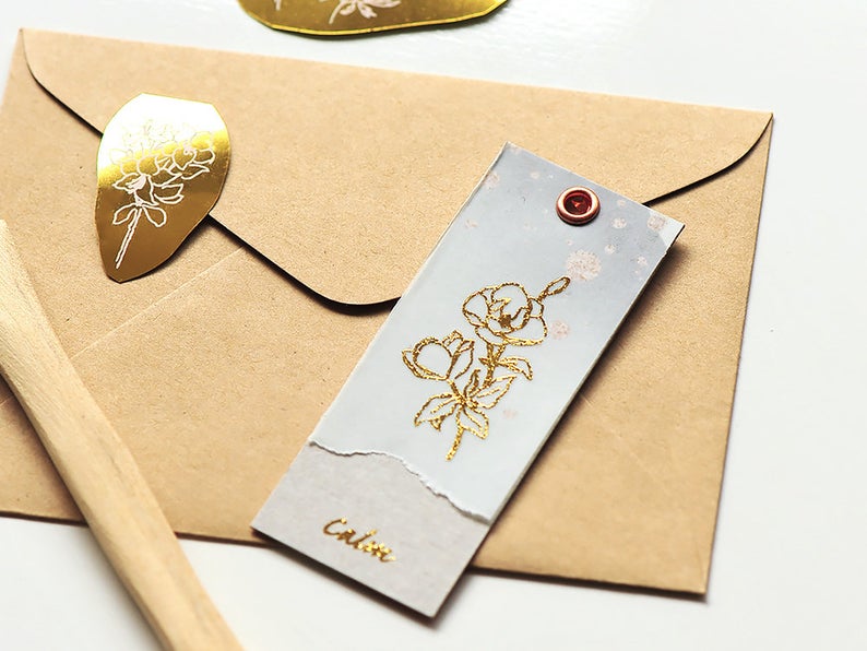 MU Gold Foil Print-on Stickers - Flowers