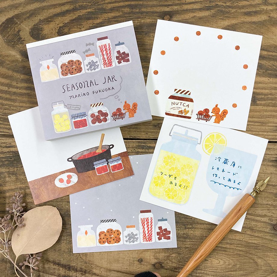 Mariko Fukuoka Square Memo Pad - Seasonal Jar