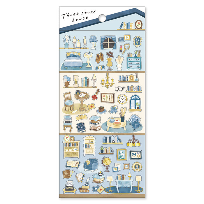 Three Stories House Stickers - Blue