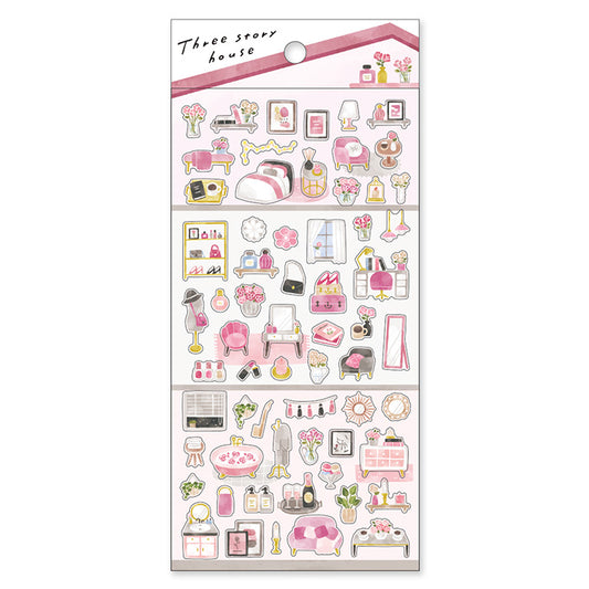 Three Stories House Stickers - Pink