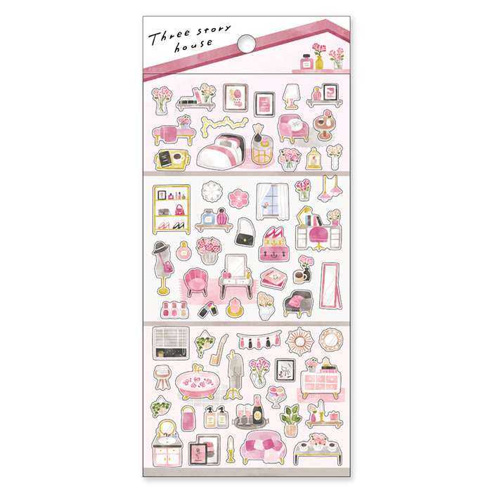 Three Stories House Stickers - Pink