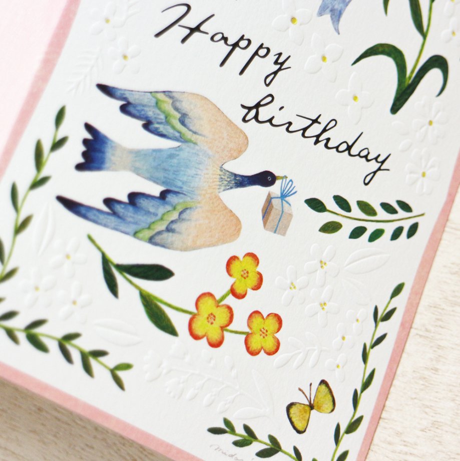 Midori Asano Birthday Card - Botanical Pink