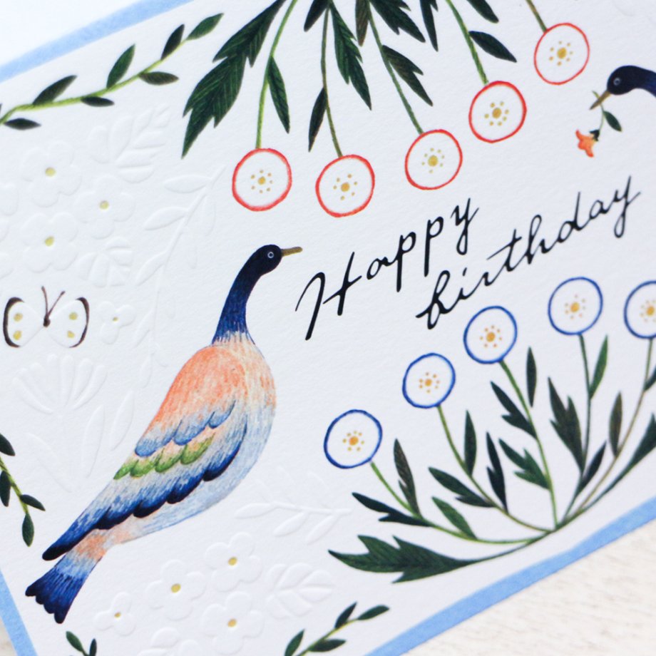 Midori Asano Birthday Card - Botanical Blue